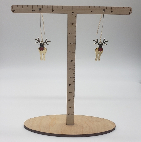 1293- Raindeer Christmas Earrings Handmade NWT - Picture 1 of 4